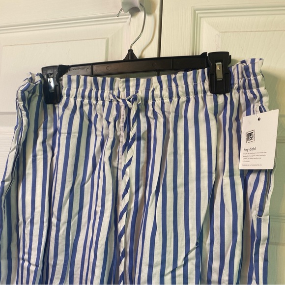Bella Dahl Bella Dahl Ruffle Waist Striped - Bahia Breeze‎ Blue White LARGE - Picture 4 of 6